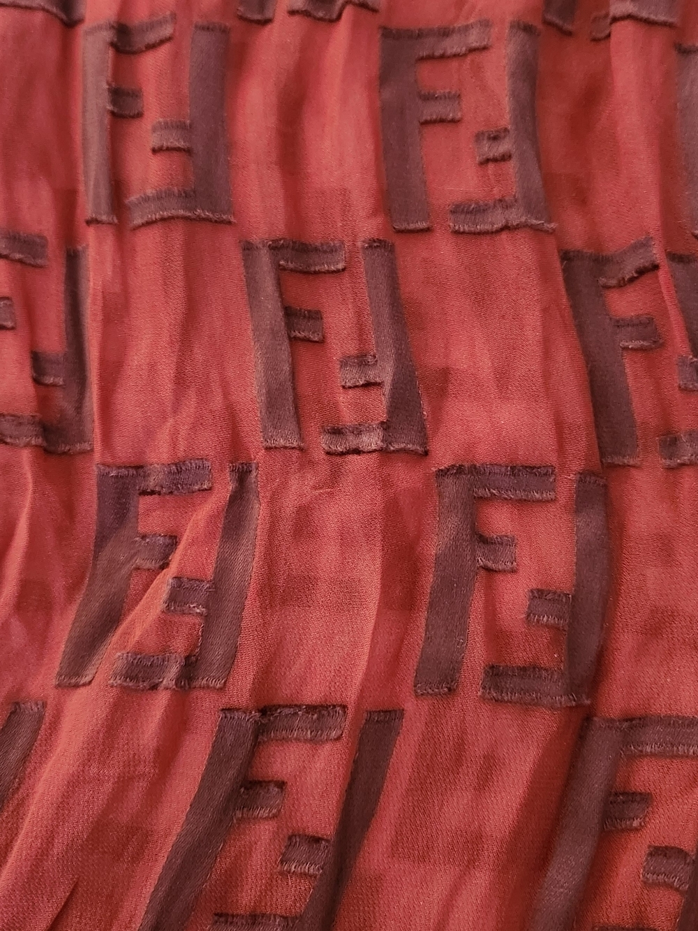 FENDI Sheer Scarf With FENDI LOGO in Burnt Orange